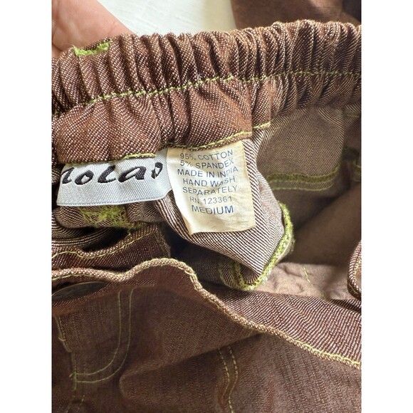 Vintage Molato 2 Piece Brown Denim Green Ruffled Jacket & Skirt Set Sz M - Picture 9 of 9